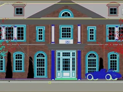 Facade house with classic car 3D model