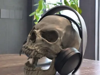 scream wild Skull Headphone Stand scream Skull Headset Stand  3D print model