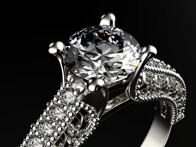 Engagement fashion ring with gem 0064 3D print model