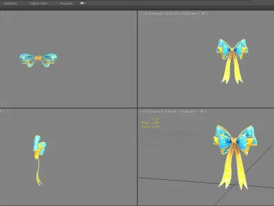 cartoon blue bow tie Low-poly 3D model