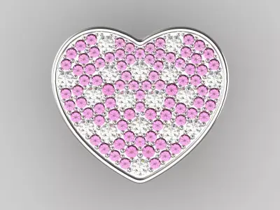 White Gold and Gemstone Heart STL Ring Model jr00182 3D print model