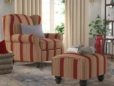 Brougham Wingback Chair and Ottoman - 2 Colour 3D model