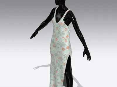 Woman Cloth Dress Low-poly 3D model 11