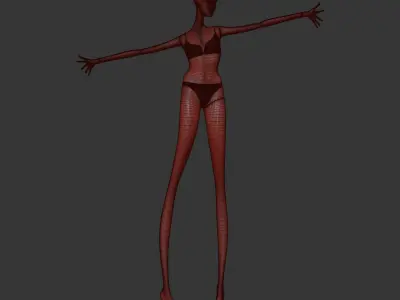 Woman Swimsuit VS V-splice Bralette Red 3D model