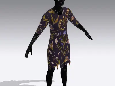 Female Cloth Dress Low-poly 3D model