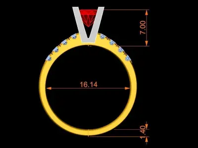 Luxury Solitaire Engagement Ring Diamonds for Women 523 3D print model