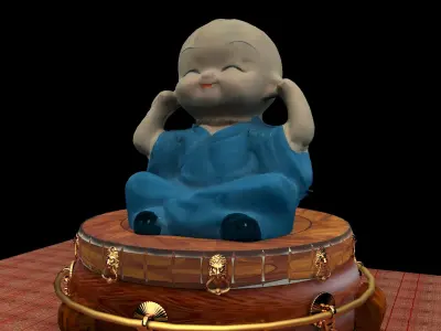 Chinese with display stand  with blue monk kid 3D model