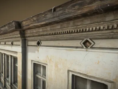 Facade Of A Tenement House With A Steel Gate 3D model