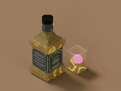 Voxel Whiskey Set MagicaVoxel Vox Fbx Qb Glb Ply Low-poly 3D model