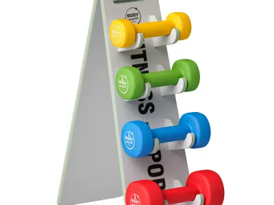Rack - shelf with dumbbells 3D model