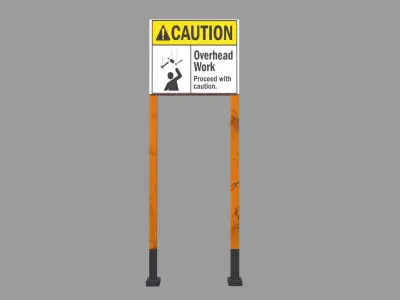 Caution Board Low-poly 3D model