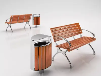 Classic park bench 3D model