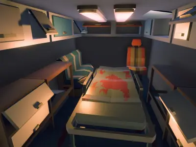  Low Poly Post Apocalypse Ambulance Low-poly 3D model