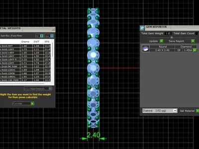 U Shaped Eternity Ring 2 point 4 mm stone size swiss 20 and EU60 3D print model