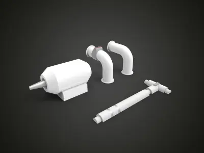 scifi exhaust pipe vessel 3D print model