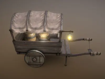 Medieval Village Fantasy Cart Low-poly 3D model