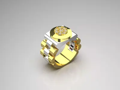 Luxury man stl Rolex design diamond ring model ror0047 3D print model