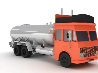 truck tanker Low-poly 3D model