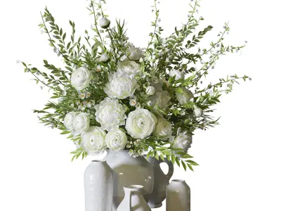 Flower Set 086 ranunculus 3D model