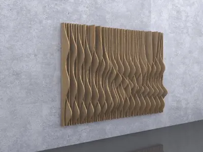 3 Intertwined parametric wooden panels 3D model