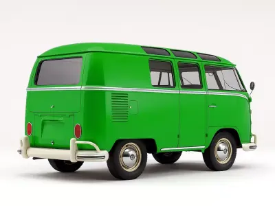 Classic VW Bus T2a 1967 Low-poly 3D model