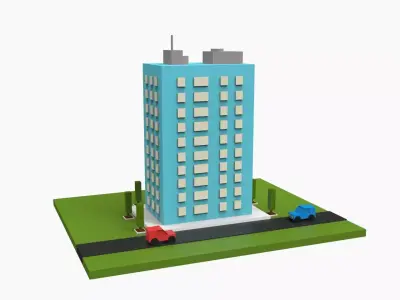 Simple Poly City - Terrian Low-poly 3D model