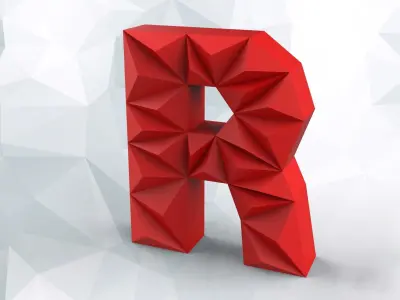 Lowpoly letter R 3D print model