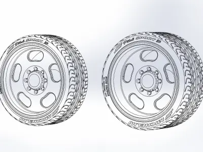 Set of custom wheels Intro Kidney Bean HD8 for your scale model 3D print model