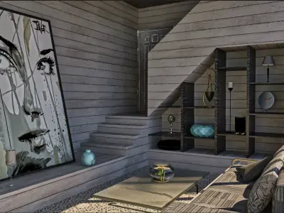 WOOD ROOM Low-poly 3D model