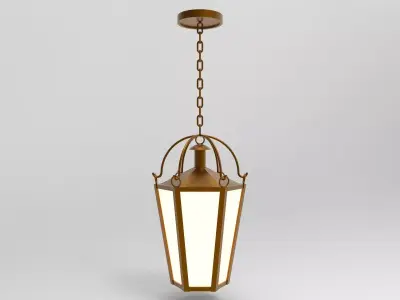 lantern J pendant light hanging from chain 3D model