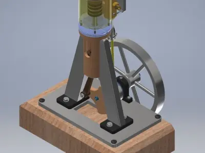 Vertical Single Cylinder Steam Engine 3D model