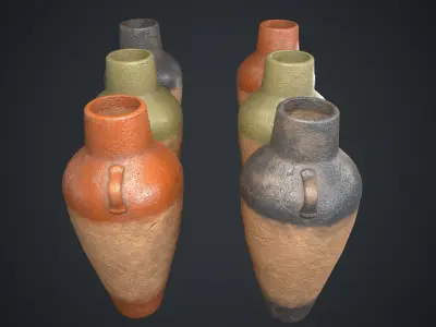 Vase Old Painted Low-poly 3D model purchase