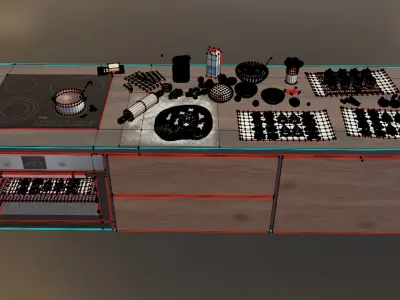 Christmas Bakery Kitchen Counter 3D model
