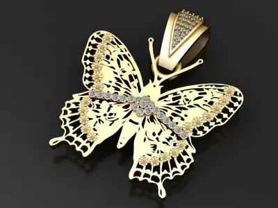 butterfly pendant 3D printable model  3D print model