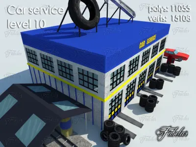 Car service level Low-poly 3D model