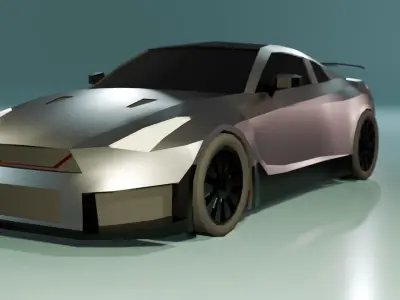 Gameready Low Poly Nissan GTR Low-poly 3D model