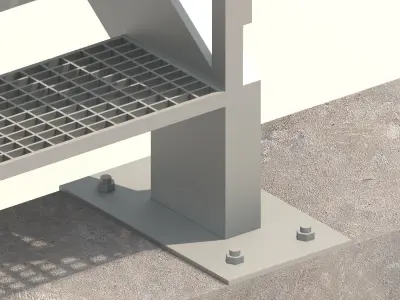 Steel Grating Stairs 3D model