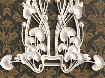 Art Nouveau ornament Water lily 3D print model