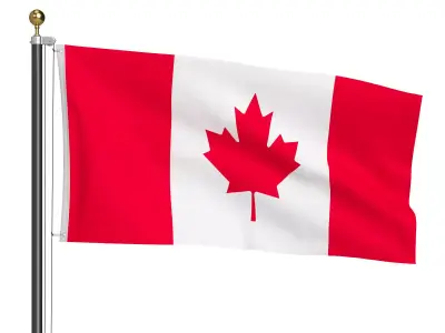 Canada Flag High Flagpole 3D model