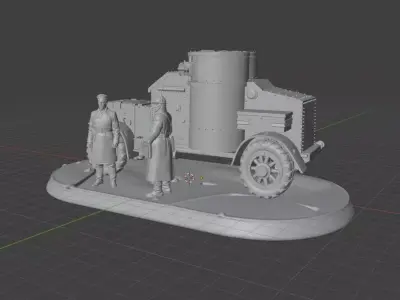WWI Russian Armoured Car Diorama STL  Austin  3D print model