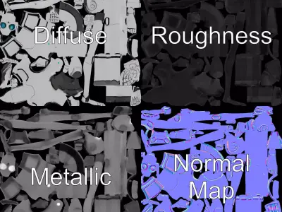 Sleek Gray Robot model pack Low-poly 3D model