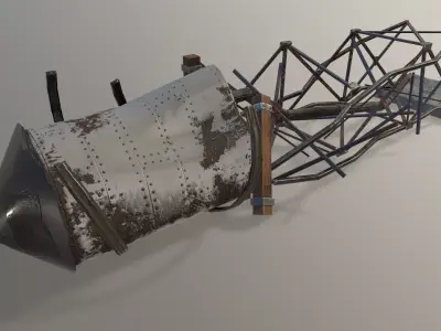 Ruined Water Tower Low-poly 3D model