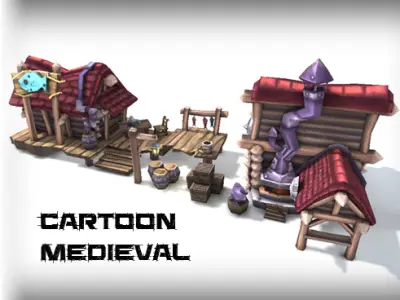 Cartoon Medieval House Low-poly 3D model