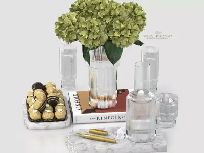 decoration set with green hydrangea  3D model