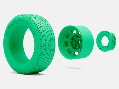 15x8 Bassett D-Hole Wheel Goodyear Blue Streak 600 Tire 3D print model