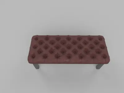 chair tufted bench with legs Low-poly 3D model