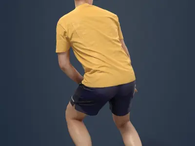 Casual Sport Man Mistery playing football anticipating Low-poly 3D model