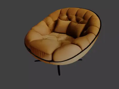 Modern Velvet Lounge Armchair 3D model