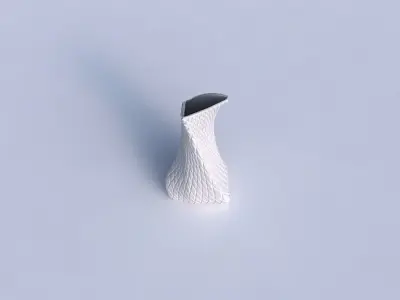 Vase twist puffy bent triangle with diagonal grid bulges 3D print model