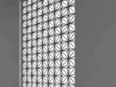 3d Screen room with geometric pattern on wall Low-poly 3D model